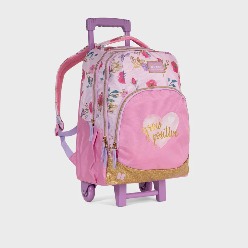 PAUSE 18-inch Floral Print Trolley Backpack with Retractable Handle - 28x13x45 cms